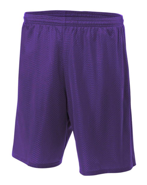 A4 Youth 6" Lined Tricot Mesh Short (NB5301), Color 'Purple'